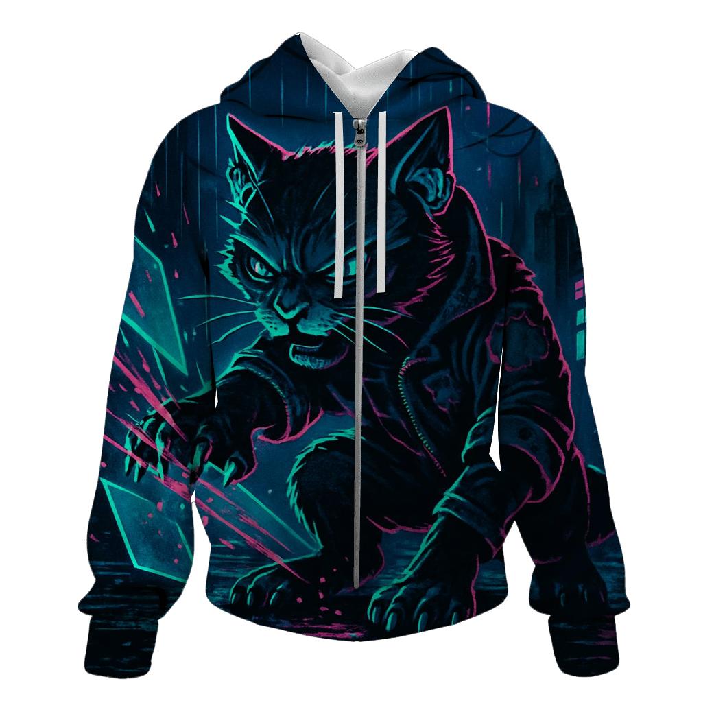 Neon Alley Circuit Breaker Cat hoodie trends