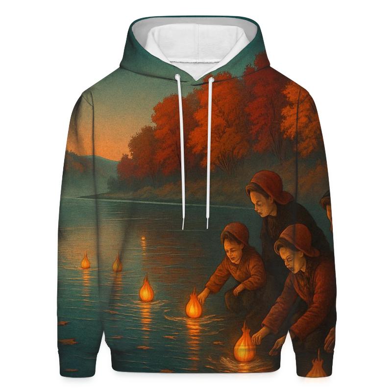 Riverbank Gratitude Lantern Release premium hoodies