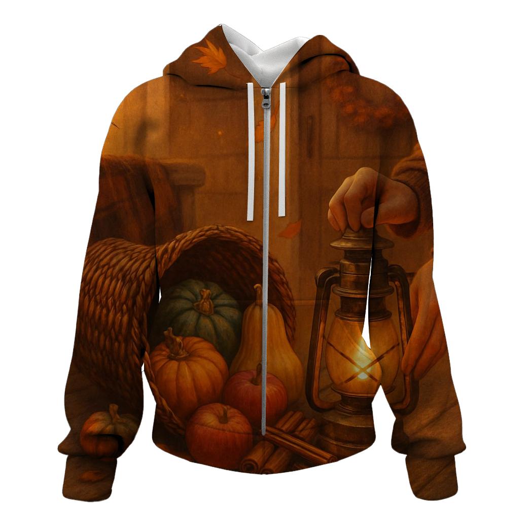 Lanternlit Cornucopia Porch Welcome premium hoodies