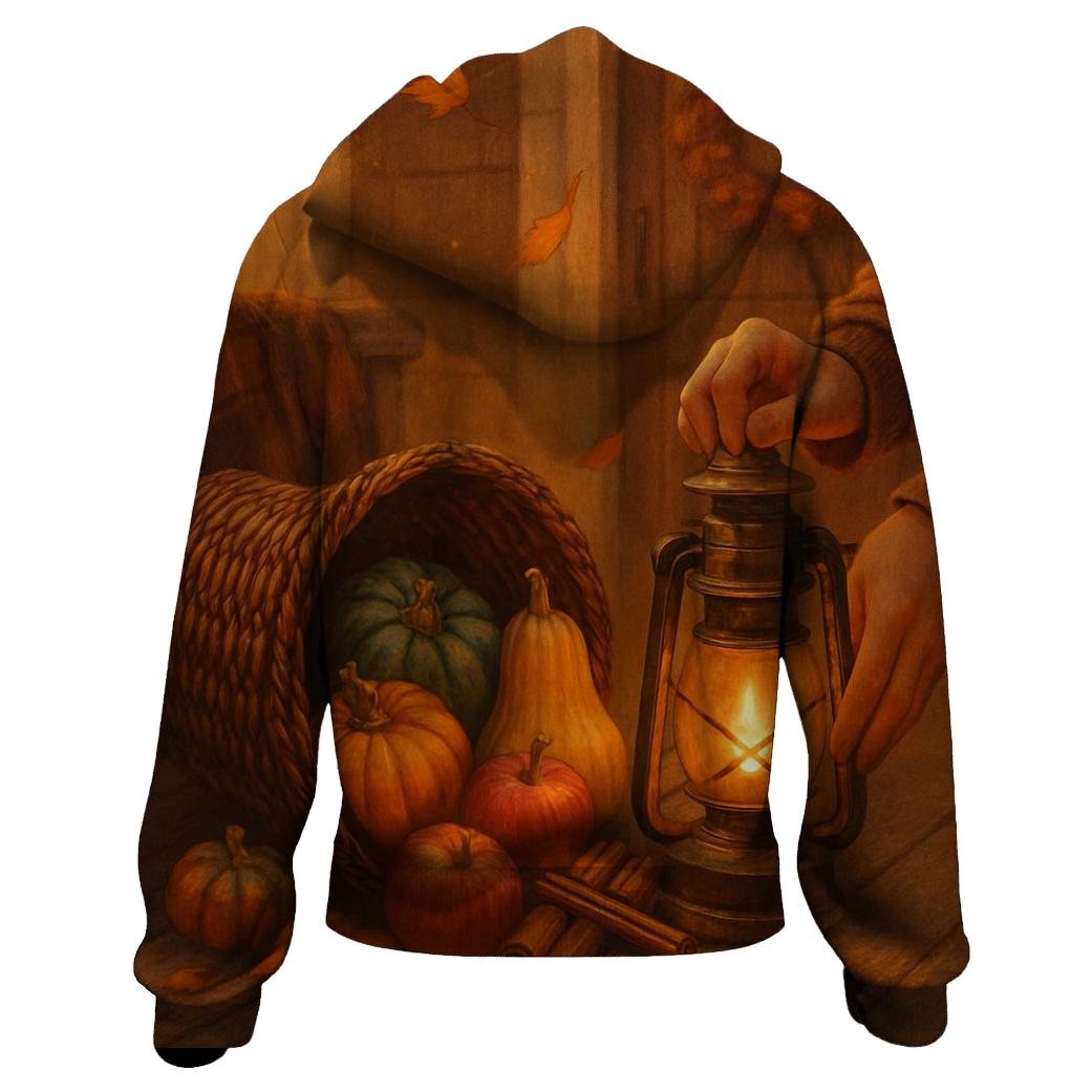 Lanternlit Cornucopia Porch Welcome premium hoodies