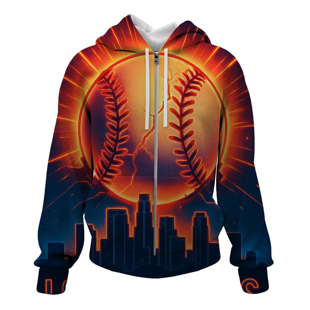 Sunset Seam Skyline Burst embroidered hoodies