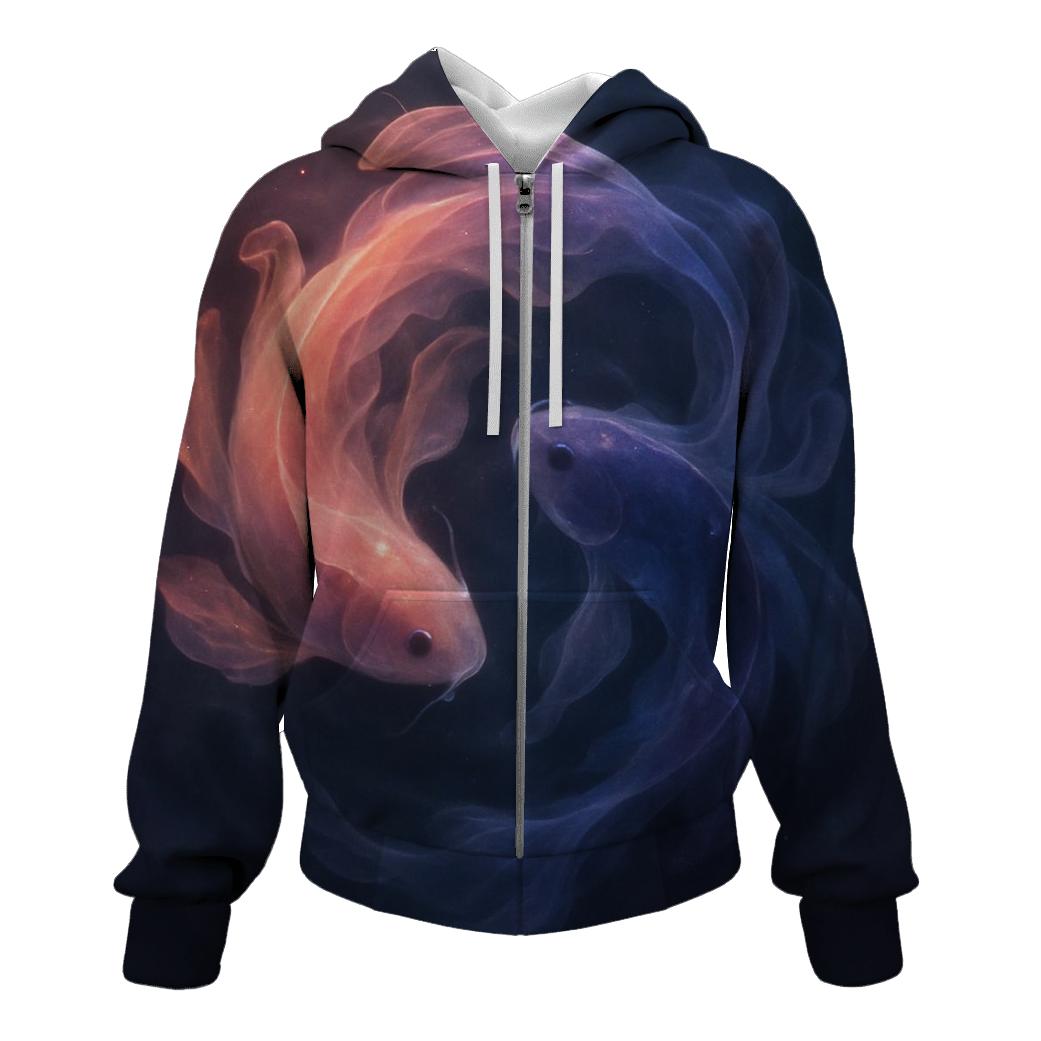 Iridescent Koi Nebula premium hoodies