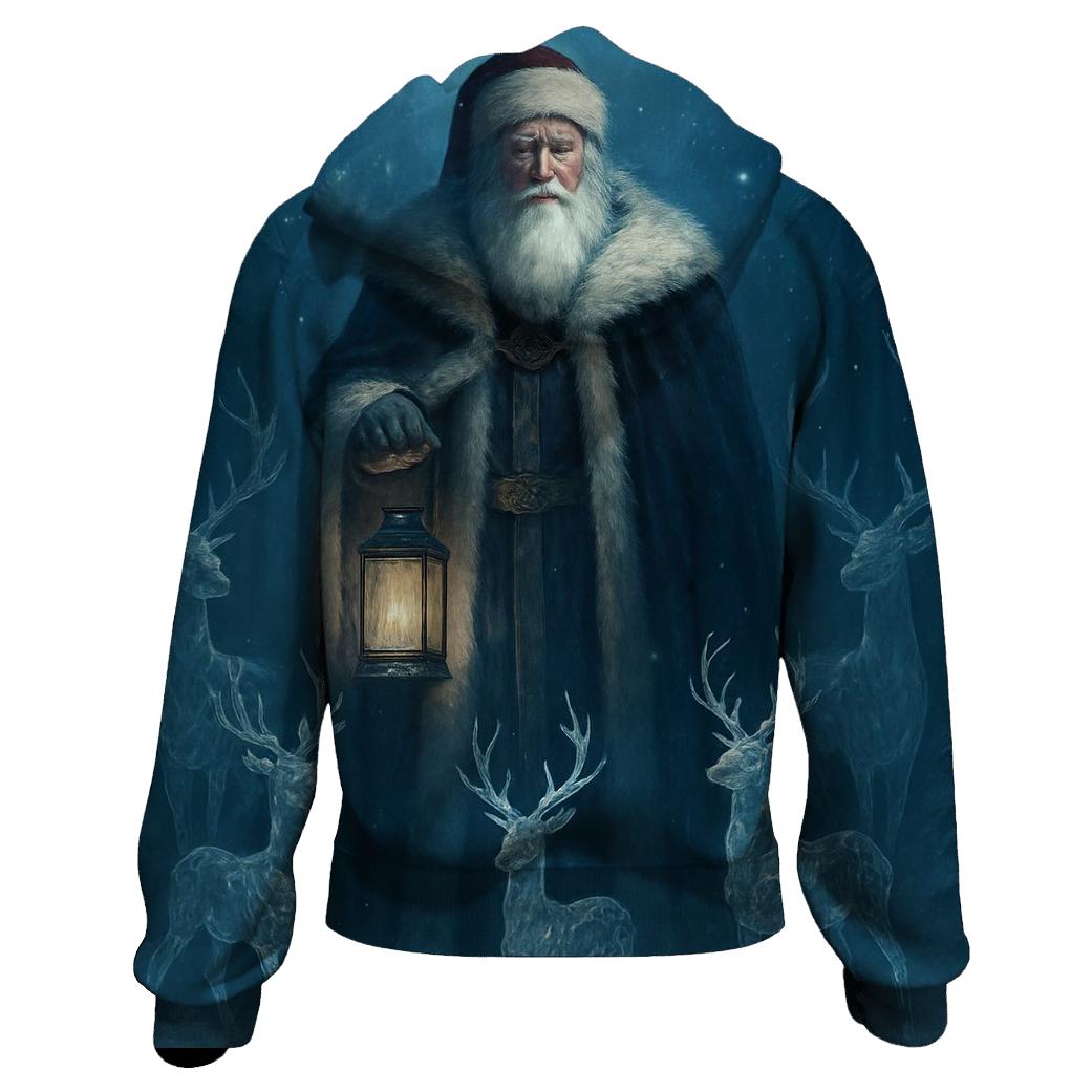Majestic Moonlit Santa And Crystal Reindeer Parade hoodie designs