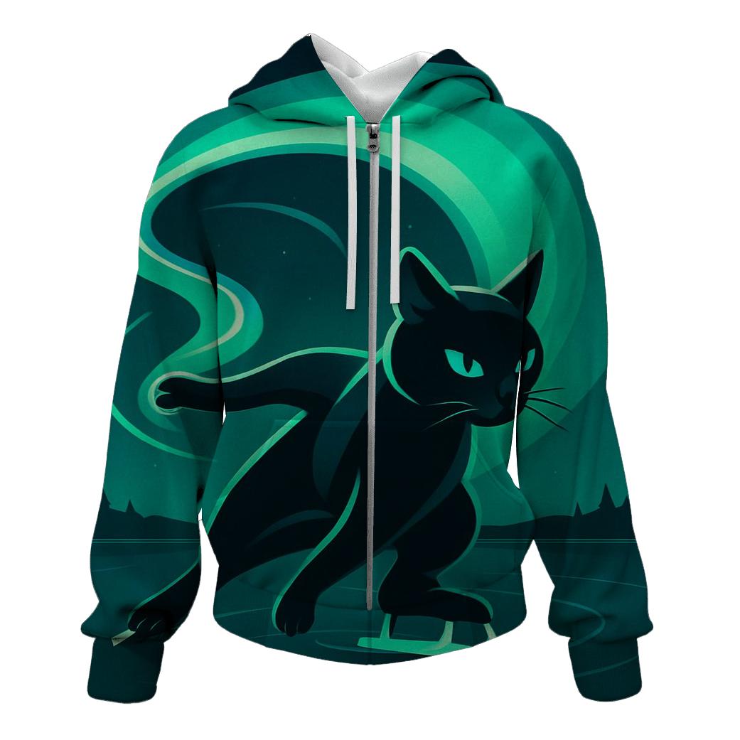 Aurora Ribbon Skater Cat premium hoodies
