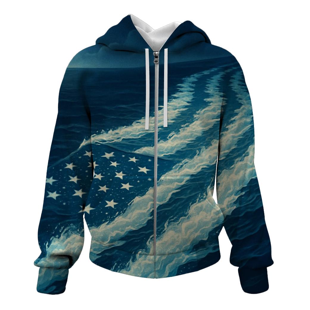 Midnight Naval Wake Flag Crest heavyweight hoodies