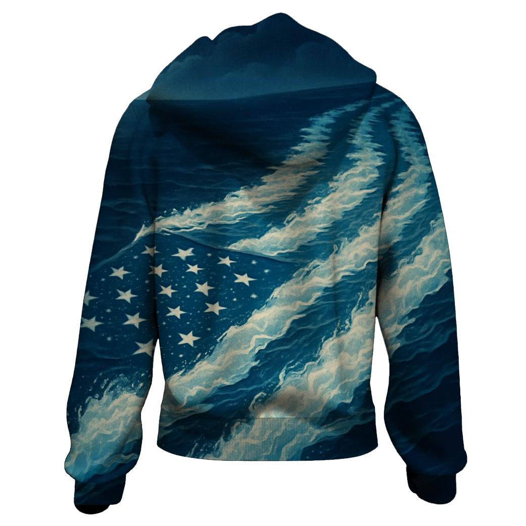 Midnight Naval Wake Flag Crest heavyweight hoodies