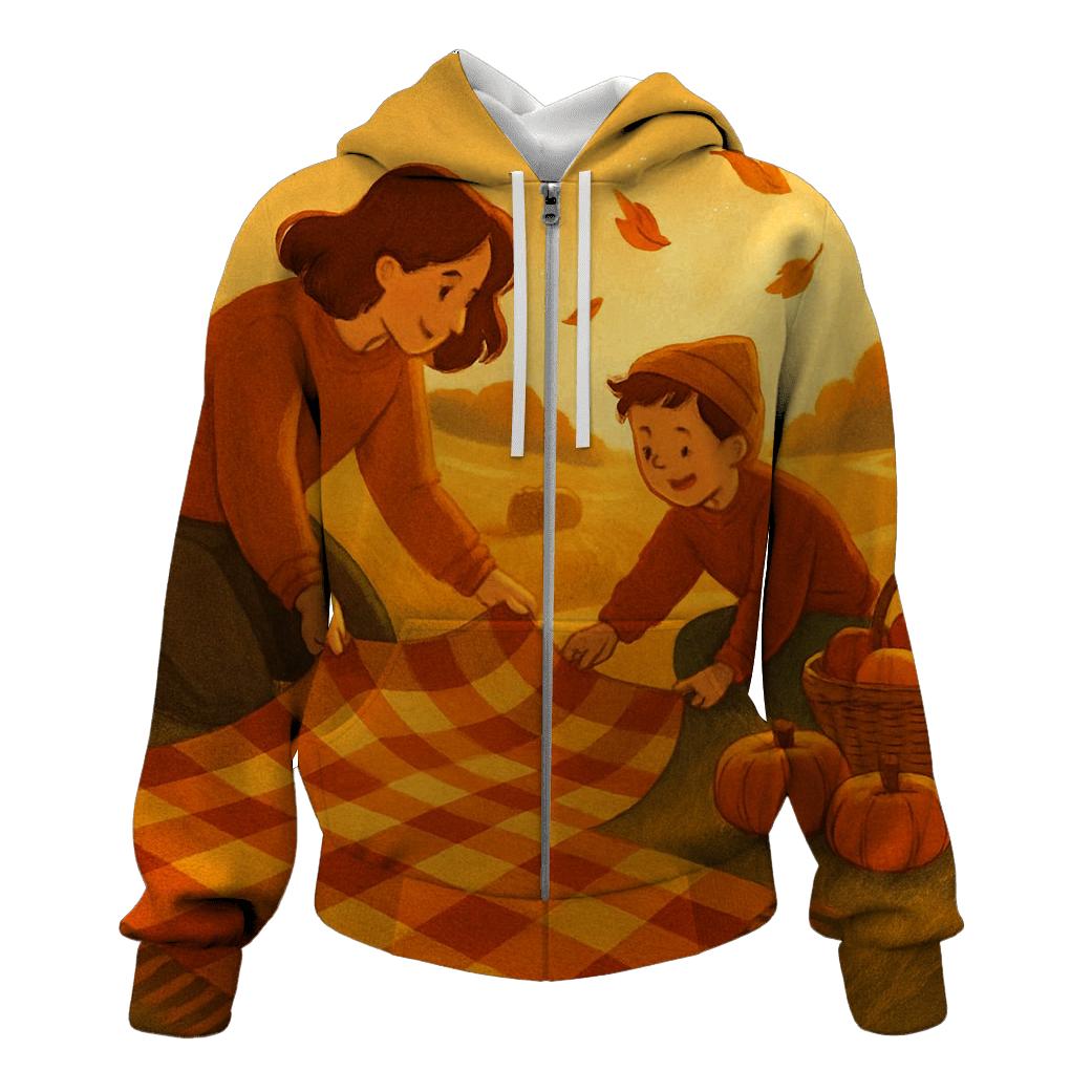 Golden Hour Harvest Field Picnic printed hoodies