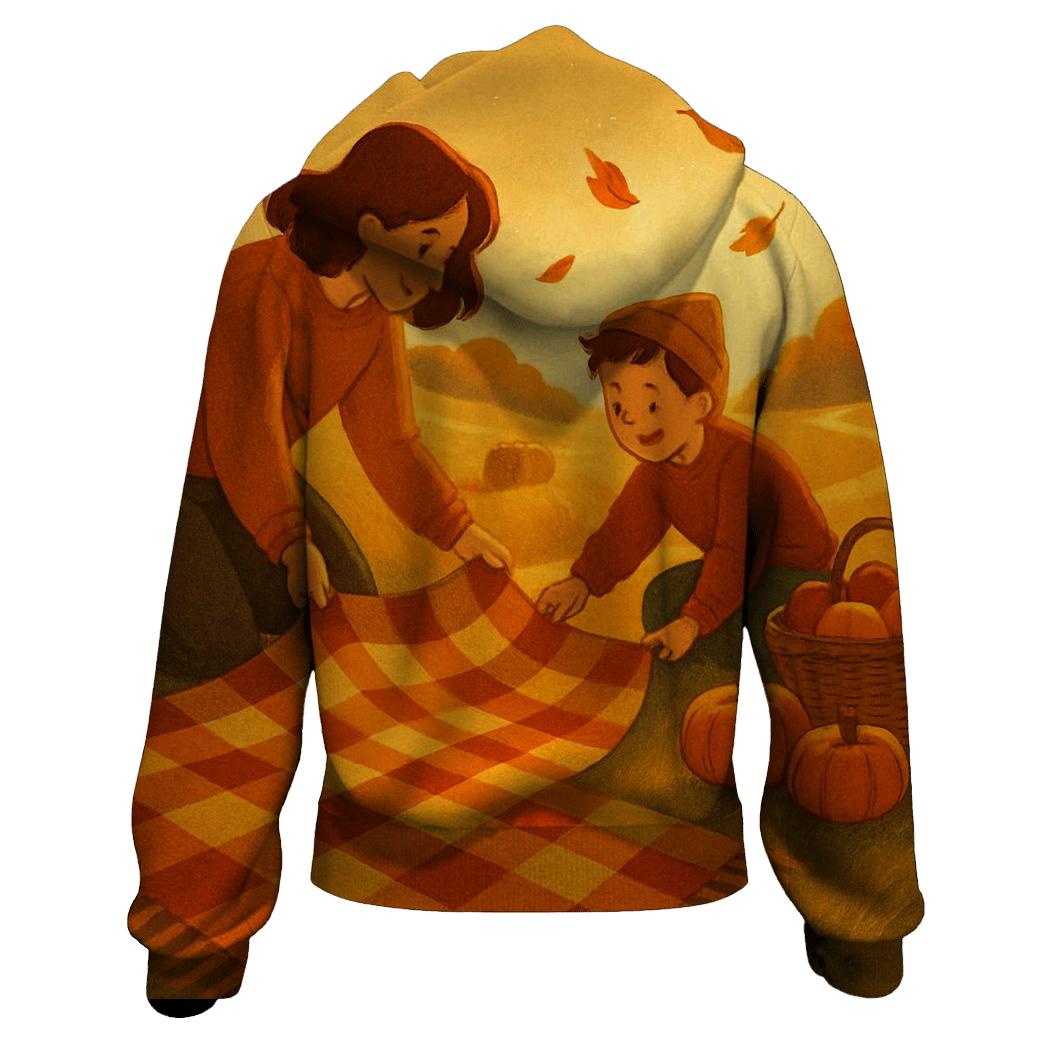 Golden Hour Harvest Field Picnic printed hoodies