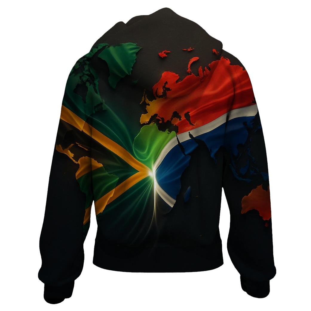 World Map Gradient Flag Of South Africa In Modern Light premium hoodies