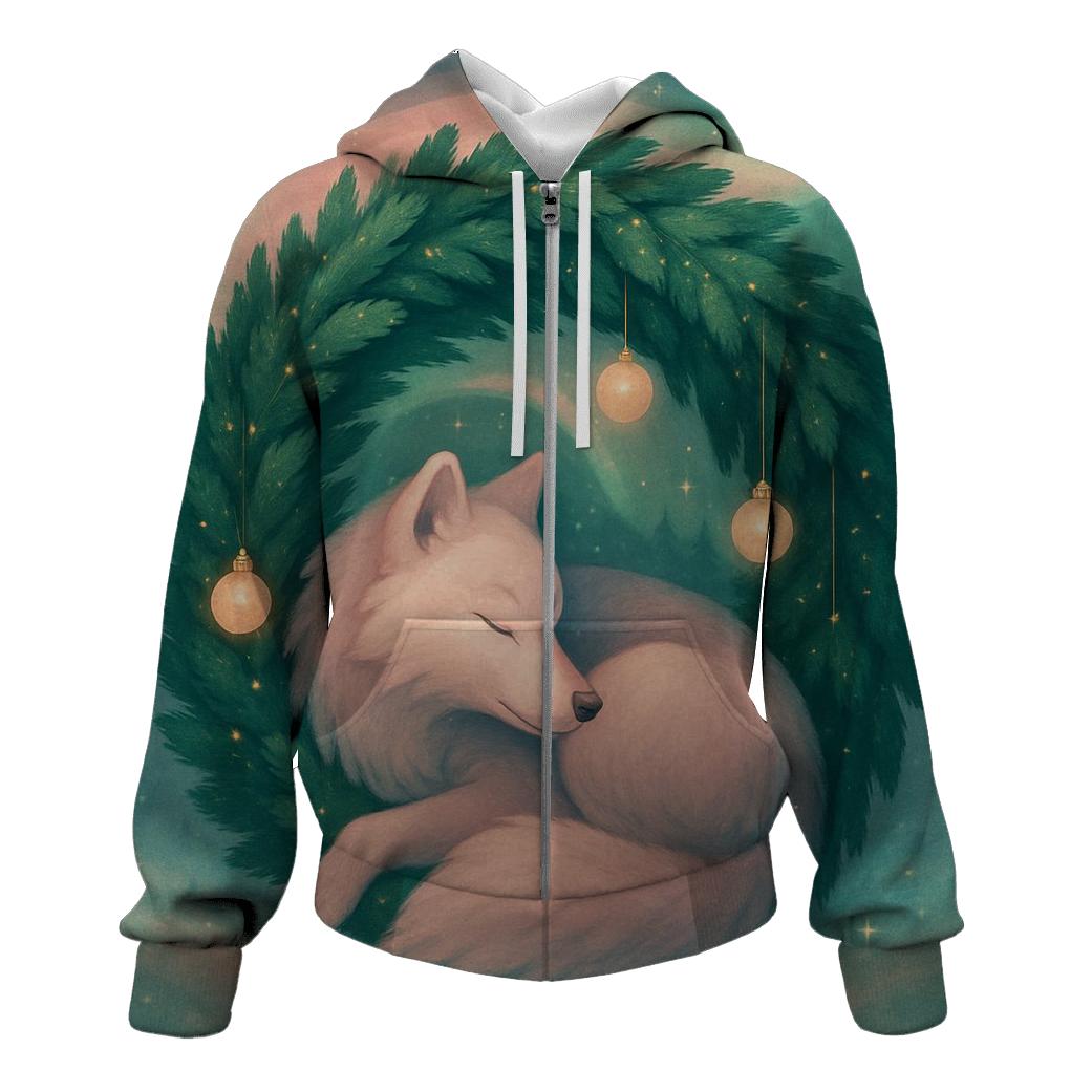 Aurora Wreath Wolf In Winter Pines custom hoodies