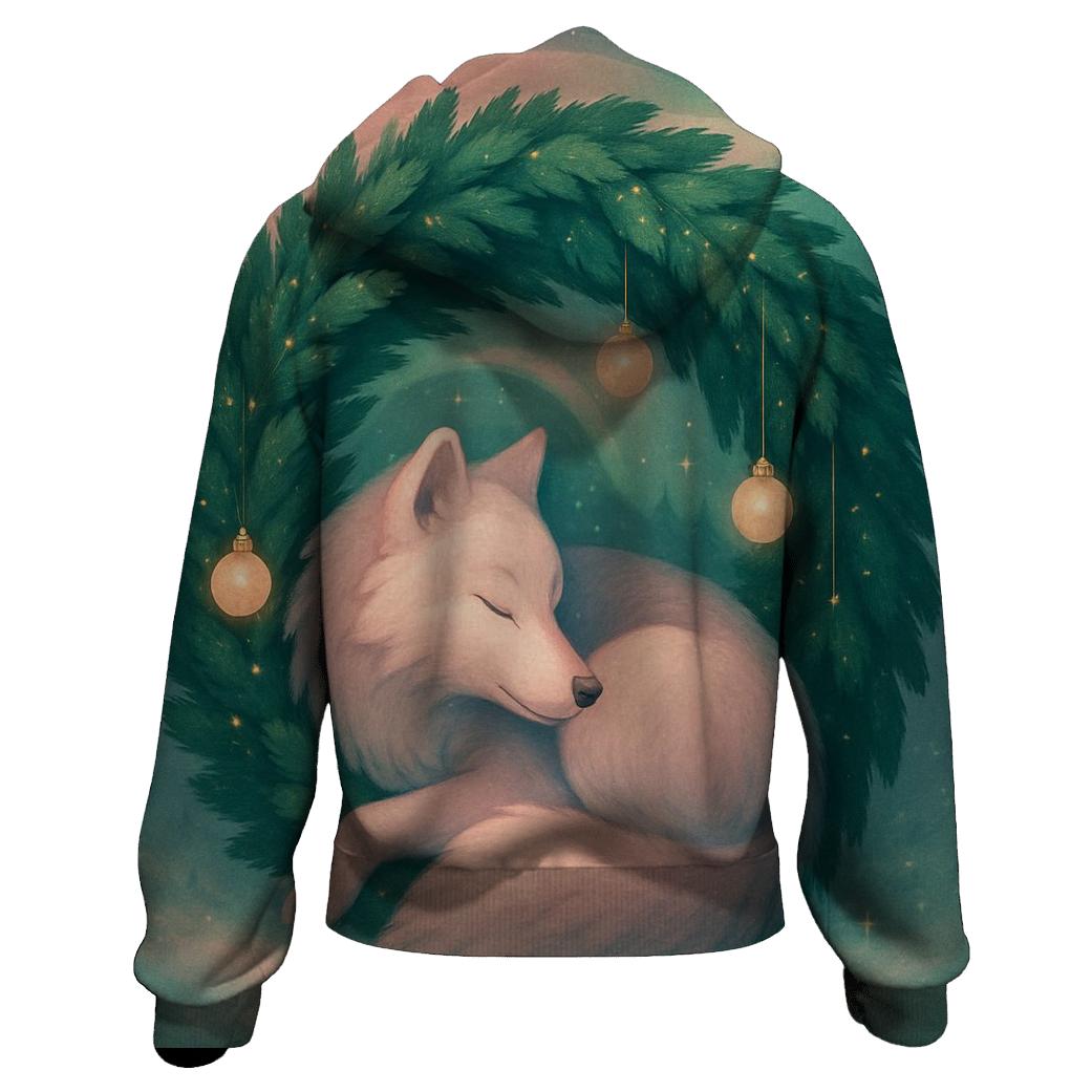 Aurora Wreath Wolf In Winter Pines custom hoodies