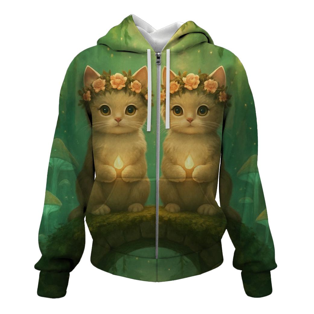 Mossy Shrine Guardian Kittens custom hoodies