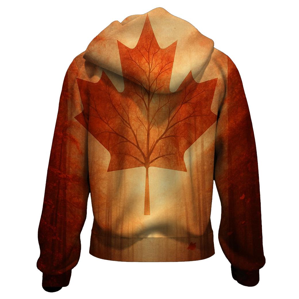Flag Of Canada Morphing Into Maple Forest In Autumn Wind hoodie styles