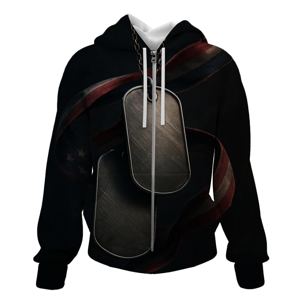 Dog Tags And Flag Threads In Spotlight Dust hoodie designs