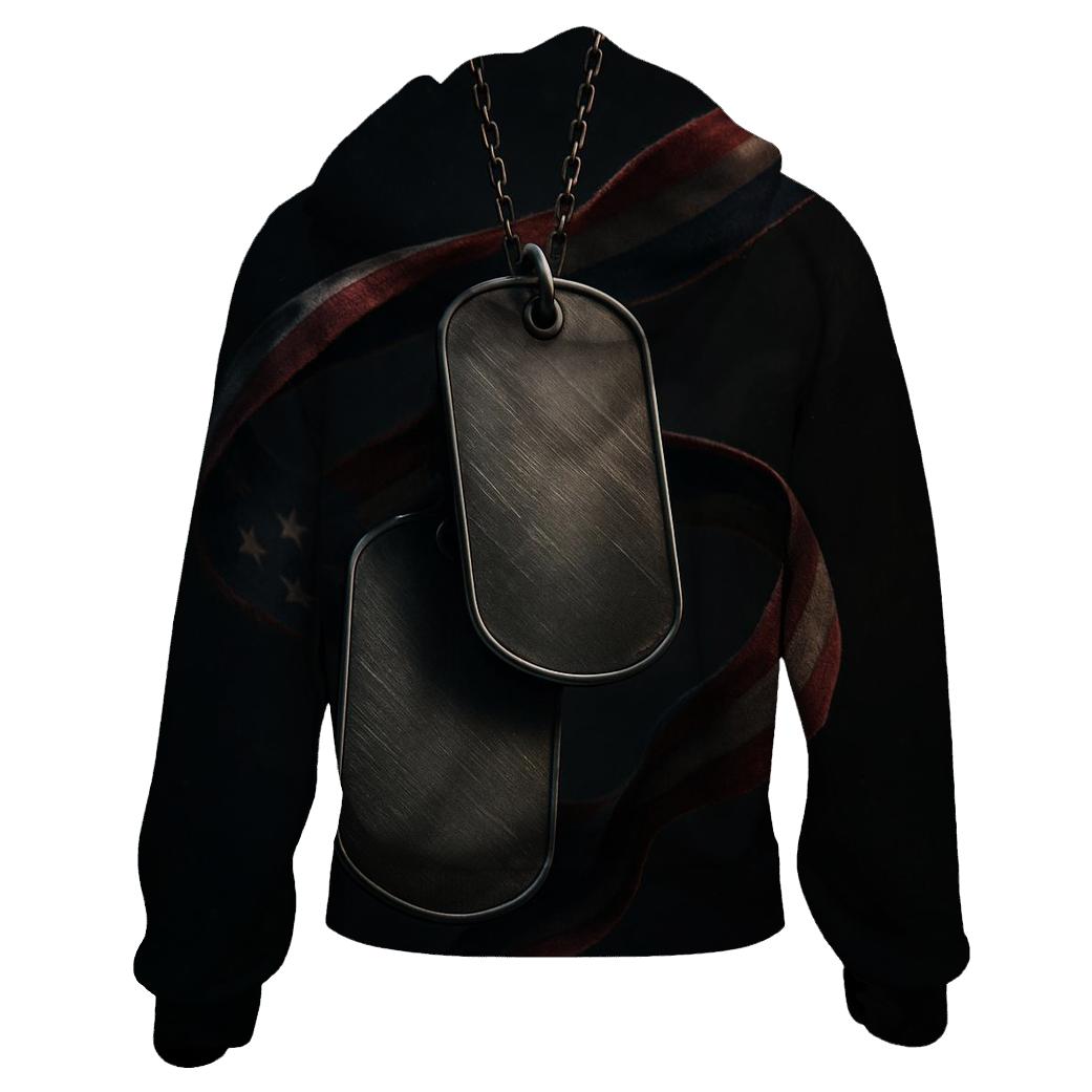 Dog Tags And Flag Threads In Spotlight Dust hoodie designs