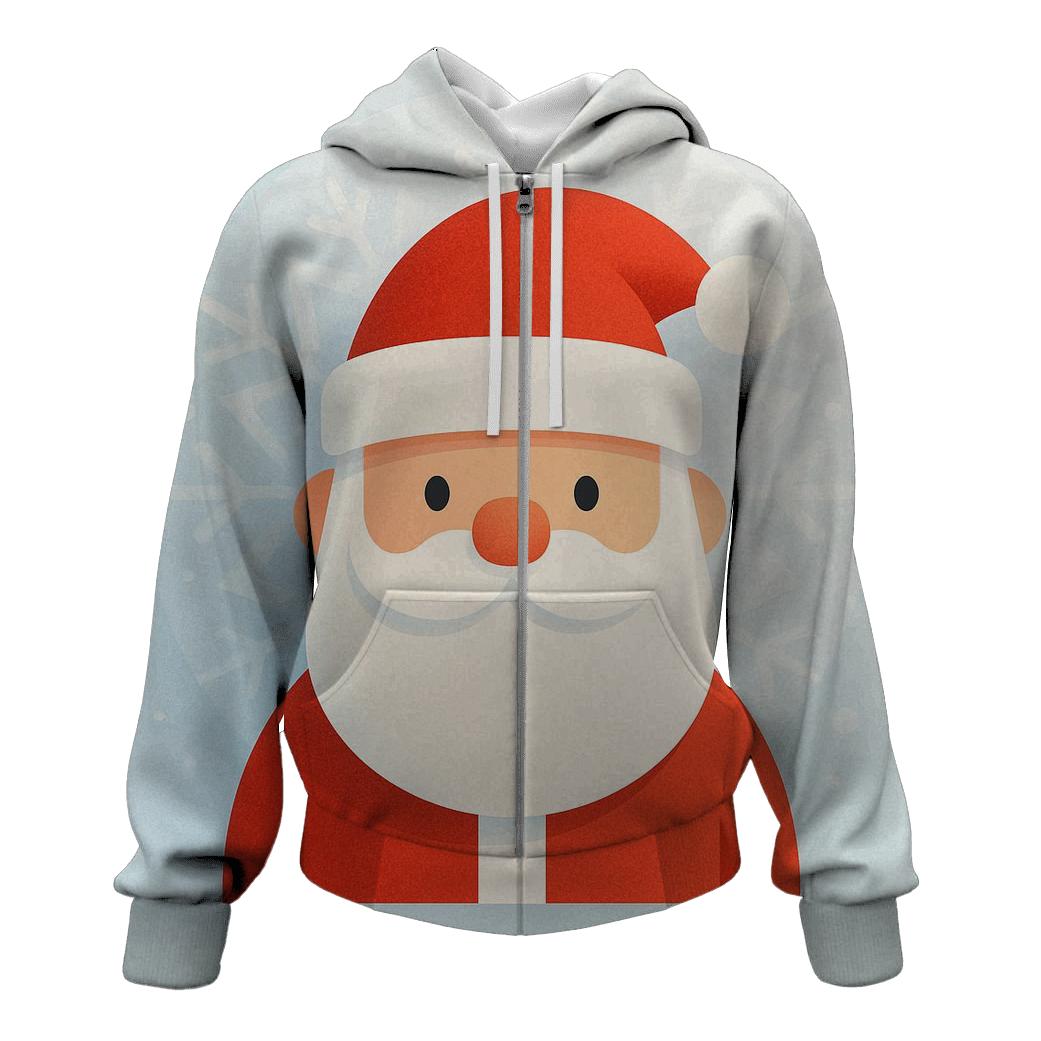 Minimalist Santa Face In Frosted Geometric Halo printed hoodies