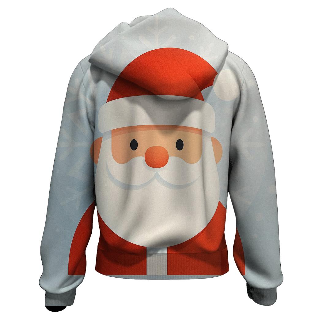 Minimalist Santa Face In Frosted Geometric Halo printed hoodies