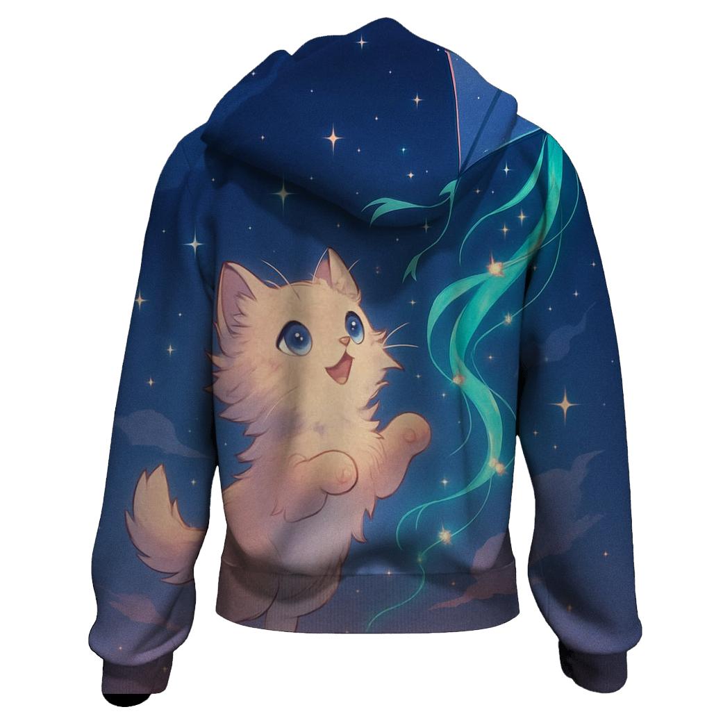 Starlit Kite Tail Kitten embroidered hoodies