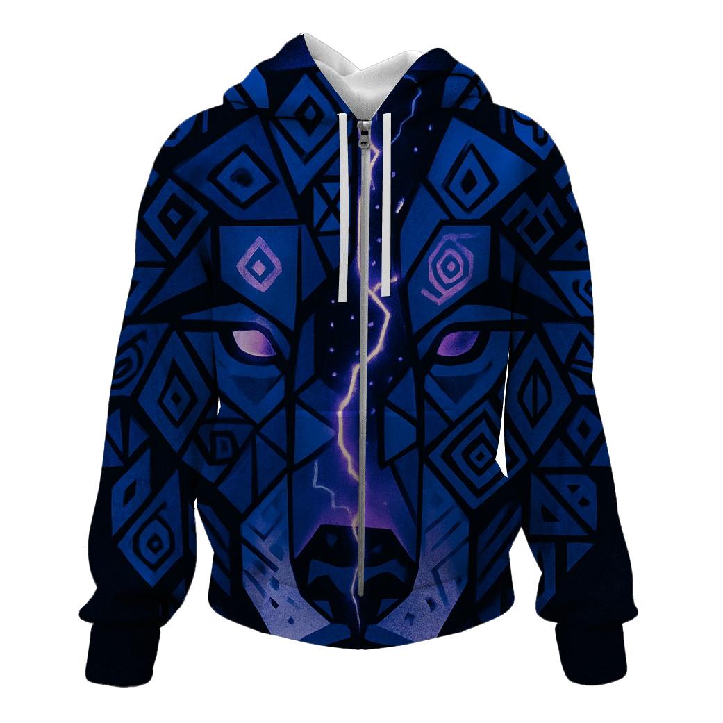Indigo Rift Spirit Mask embroidered hoodies