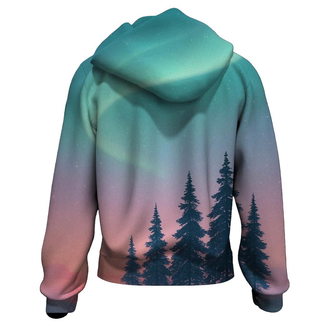 Aurora Tinged Sunset Above Polar Pines heavyweight hoodies
