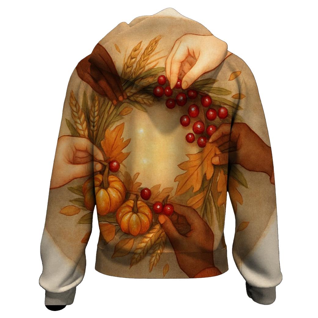 Autumn Wreath Of Shared Hands premium hoodies