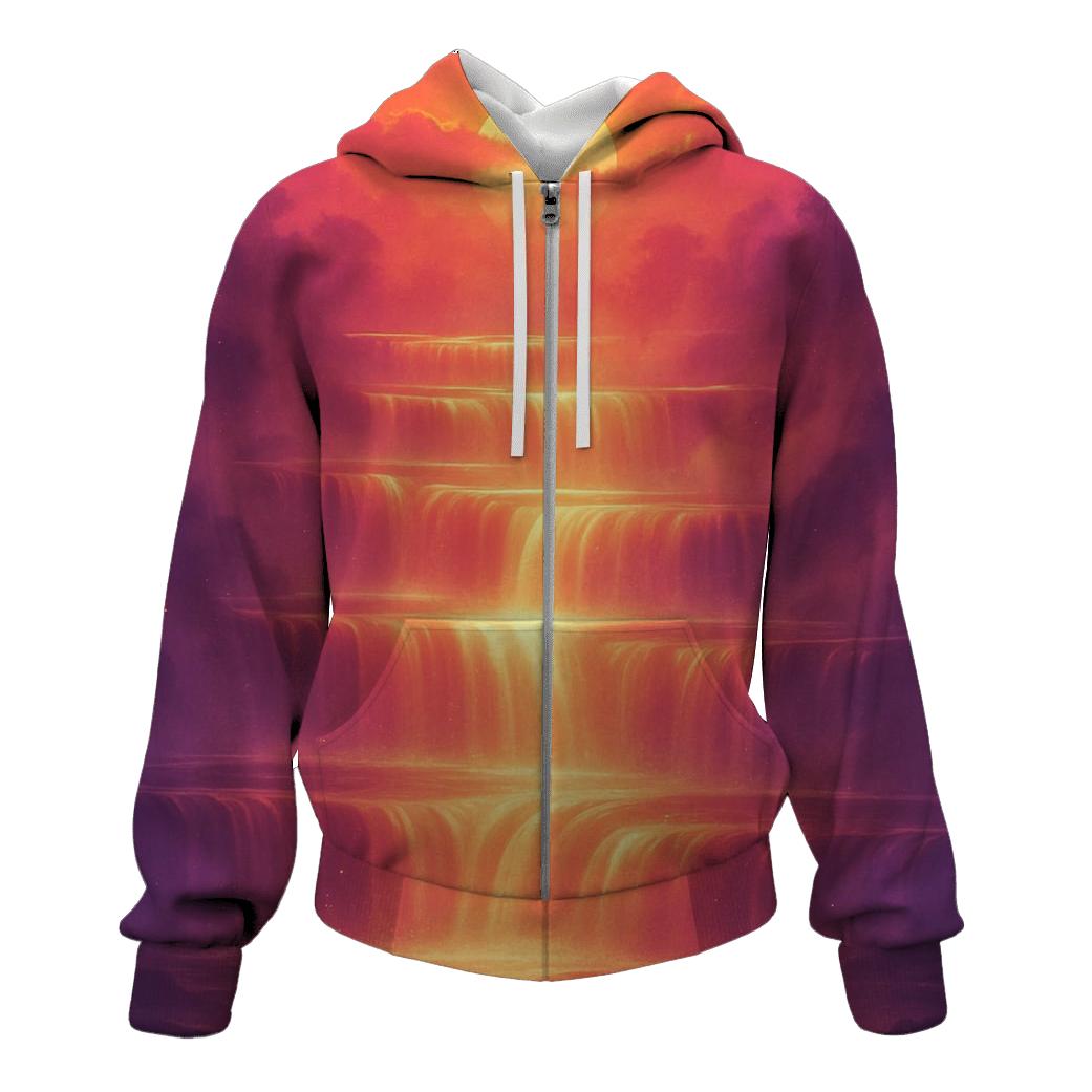 Rose Gold Sunset Over Terraced Waterfalls heavyweight hoodies