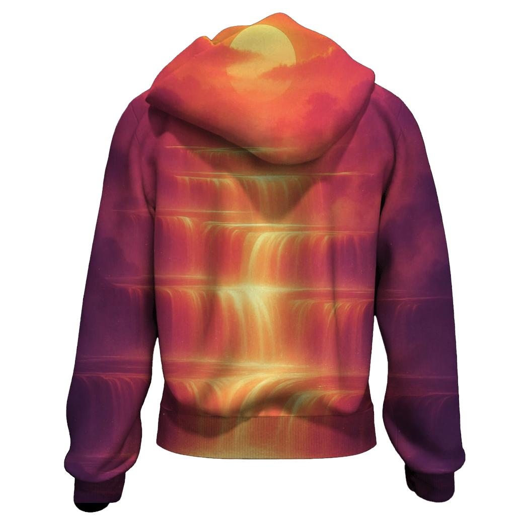Rose Gold Sunset Over Terraced Waterfalls heavyweight hoodies