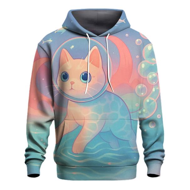 Coral Reef Dream Diver Cat zip-up hoodies