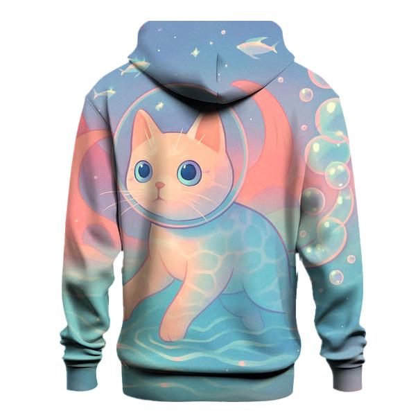 Coral Reef Dream Diver Cat zip-up hoodies