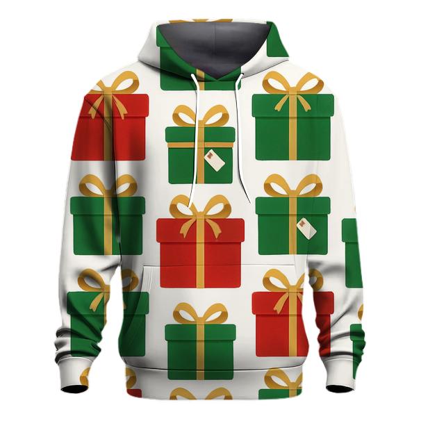 Red And Green Gift Box Grid On White Background zip-up hoodies