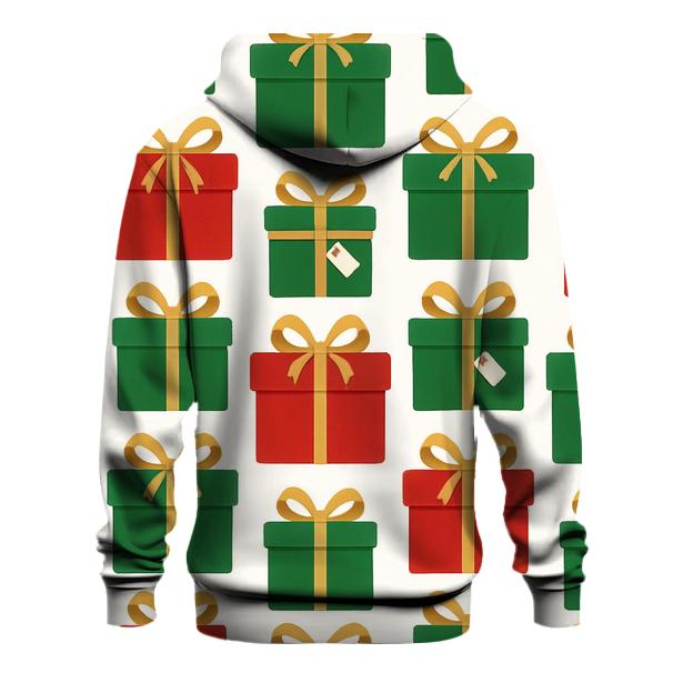 Red And Green Gift Box Grid On White Background zip-up hoodies