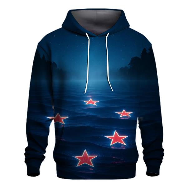 Surreal Flag Of New Zealand As Night Sky Reflection hoodies fashion
