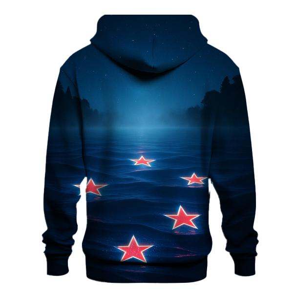 Surreal Flag Of New Zealand As Night Sky Reflection hoodies fashion