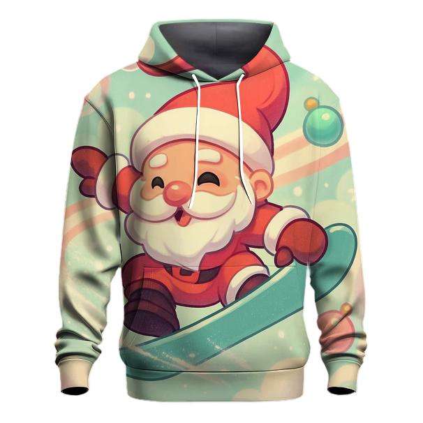 Chibi Santa Snowboard Trick Through Peppermint Clouds pullover hoodies