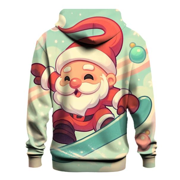 Chibi Santa Snowboard Trick Through Peppermint Clouds pullover hoodies