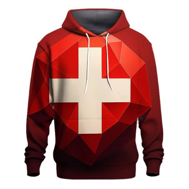 Minimalist Geometric Flag Of Switzerland As Alpine Crystal hoodie trends
