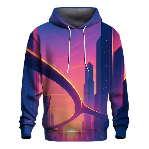 Neon Dusk Over Silent Sky Bridges printed hoodies
