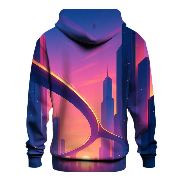 Neon Dusk Over Silent Sky Bridges printed hoodies