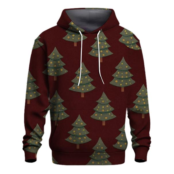 Christmas Tree Spiral Rows On Burgundy Background pullover hoodies