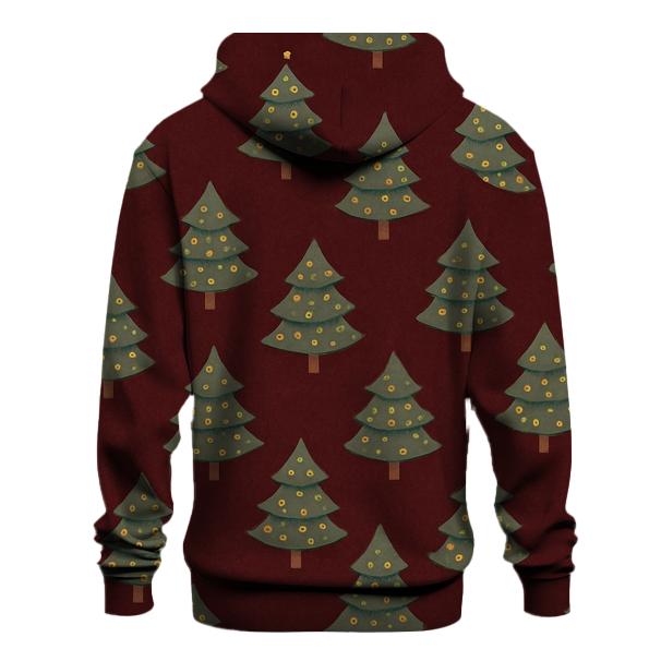 Christmas Tree Spiral Rows On Burgundy Background pullover hoodies