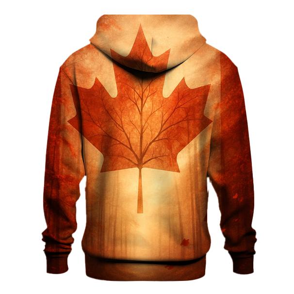 Flag Of Canada Morphing Into Maple Forest In Autumn Wind premium hoodies