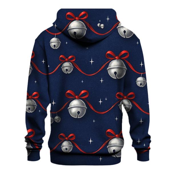 Silver Bell Wave Pattern On Indigo Background zip-up hoodies