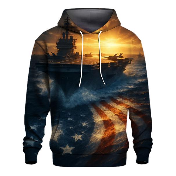 Freedom Torch Over Ocean Carrier Flag Wake printed hoodies