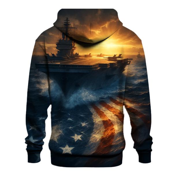 Freedom Torch Over Ocean Carrier Flag Wake printed hoodies