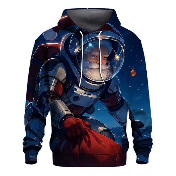 Santa Astronaut Delivering Gifts On A Starry Rooftop lightweight hoodies