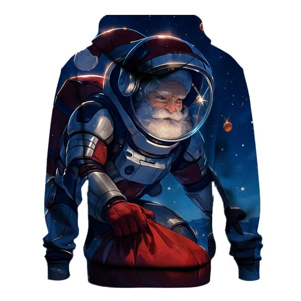 Santa Astronaut Delivering Gifts On A Starry Rooftop lightweight hoodies