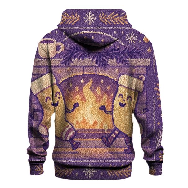 Cozy Knit Fireplace Scene With Dancing Stockings hoodies fashion