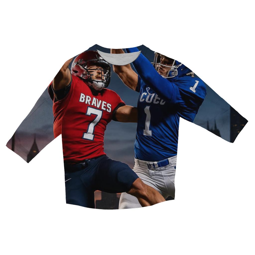 Skyline Scrimmage Braves Versus Cubs personalized 3/4 sleeve tees