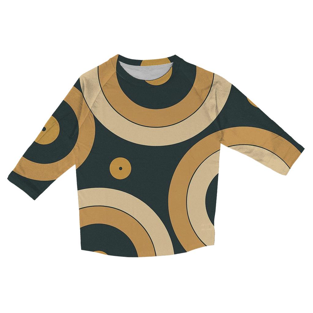 Vinyl Record Ripple Pattern casual three quarter sleeve shirts