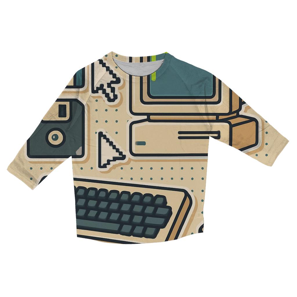 Retro Computer Desk Icons personalized 3/4 sleeve tees